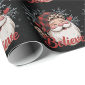 Snowman glaubt Santa Red Kariert Hat Weihnachten Geschenkpapier (Rolleneckpunkt)