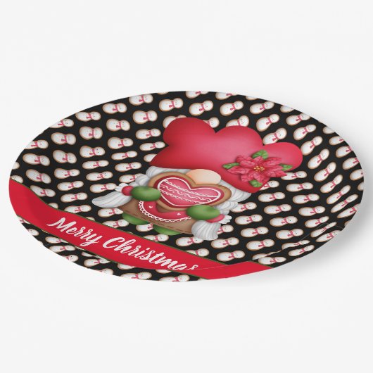 Snowman Gnome Anpassen von Farbe und Text Pappteller (Schrägansicht)