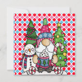 Snowman gnome Xmas Tree Holiday und saisonale Kart (Vorderseite)