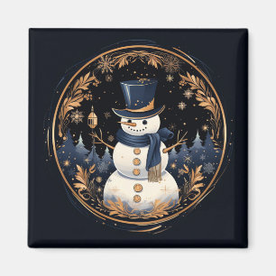 Snowman Gold Blätter Holiday Magnet
