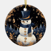 Snowman Gold Blätter Ornament (Vorne)