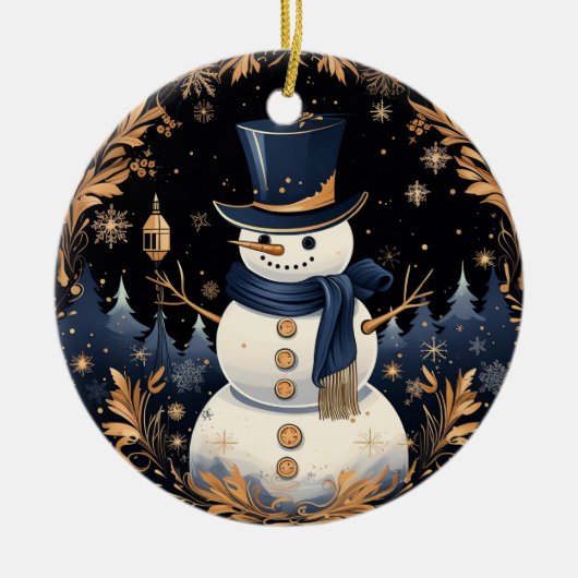 Snowman Gold Blätter Ornament (Vorne)
