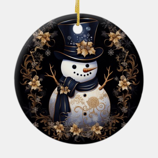 Snowman Gold Blume Ornament (Hinten)
