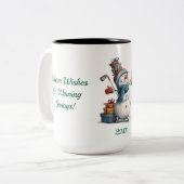 Snowman Golfer Holiday Tasse (Vorderseite Links)