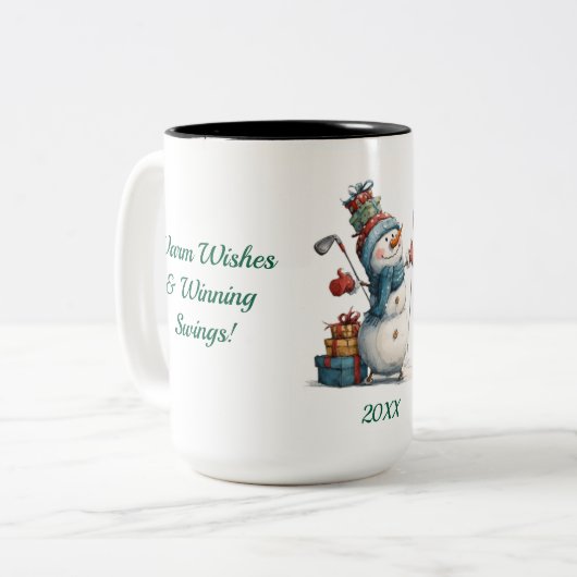 Snowman Golfer Holiday Tasse (Vorderseite Links)