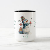 Snowman Golfer Holiday Tasse (Mittel)