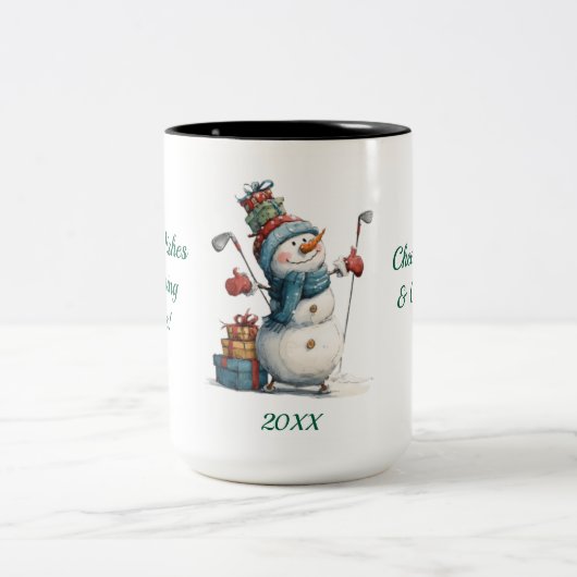 Snowman Golfer Holiday Tasse (Mittel)