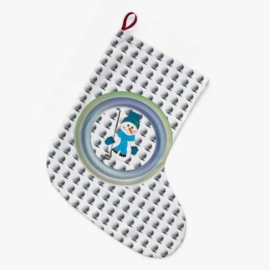 Snowman Golfer Jahreszeit Swing Großer Weihnachtsstrumpf (Vorderansicht (hängend))