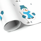 Snowman Golfer Saisonale Swing Wrapping Paper Geschenkpapier (Rolleneckpunkt)