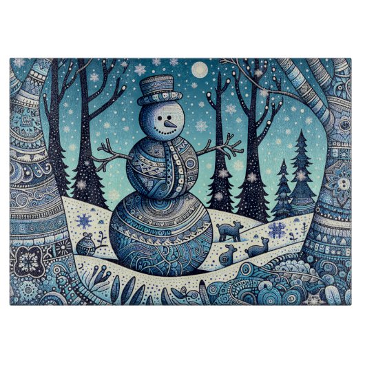 Snowman Gond Panting Schneidebrett (Vorderseite)