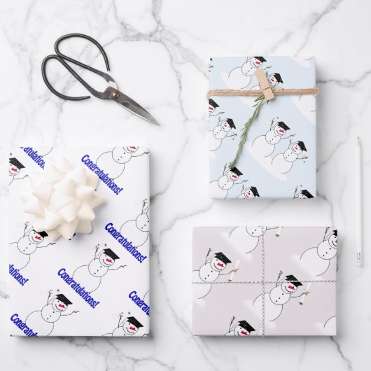 Snowman Graduation Geschenkpapier Set (Vorderseite)
