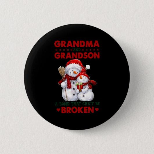 Snowman Grandma And Grandson A Bond That Can't Be Button (Vorderseite)