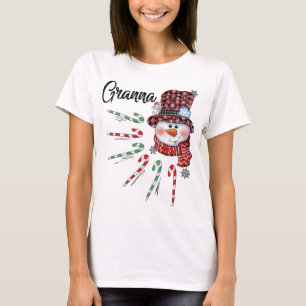 Snowman Granna Candy Cane Karierte Weihnachten T-Shirt