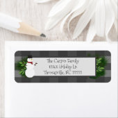 Snowman Gray Buffalo Kariert Address Labels (Insitu)