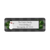 Snowman Gray Buffalo Kariert Address Labels (Vorne)