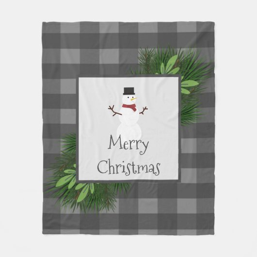 Snowman Gray Buffalo Kariert Fleece Blanket (Vorderseite)