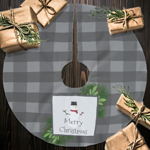 Snowman Gray Buffalo Kariert   Grau Polyester Weihnachtsbaumdecke