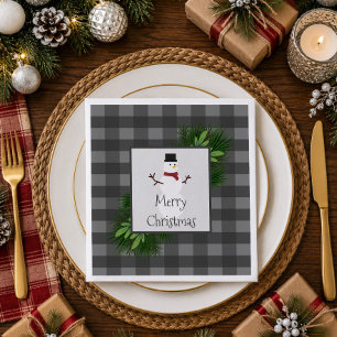 Snowman Gray Buffalo Kariert Paper Napkin Serviette