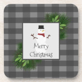 Snowman Gray Buffalo Kariert Plastic Untersetzer (Vorderseite)