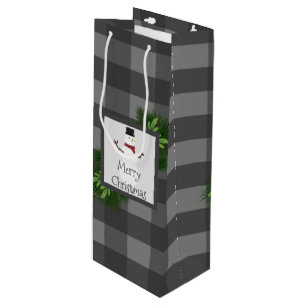 Snowman Gray Buffalo Kariert Wine Geschenktasche Geschenktüte Für Weinflaschen