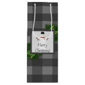 Snowman Gray Buffalo Kariert Wine Geschenktasche Geschenktüte Für Weinflaschen (Vorderseite)