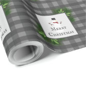 Snowman Gray Buffalo Kariert Wrapping Paper Geschenkpapier (Rolleneckpunkt)