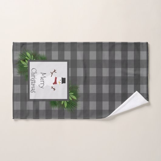 Snowman Gray Buffalo Kariertes Handtuchhandtuch Se Badhandtuch Set (Handtuch)
