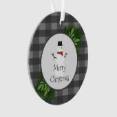 Snowman Gray Buffalo Kariertes Ornament (Vorderseite)