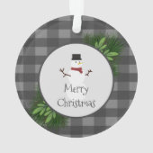 Snowman Gray Buffalo Kariertes Ornament (Rückseite)