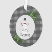 Snowman Gray Buffalo Kariertes Ornament (Vorderseite)