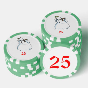 Snowman green 25 gestreifter Poker Chip