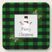 Snowman Green Buffalo Kariert Plastic Untersetzer (Vorderseite)