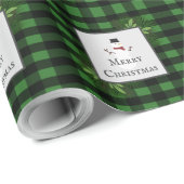 Snowman Green Buffalo Kariert Wrapping Paper Geschenkpapier (Rolleneckpunkt)