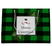 Snowman Green Buffalo Karierte Geschenktasche Große Geschenktüte (Vorderseite)