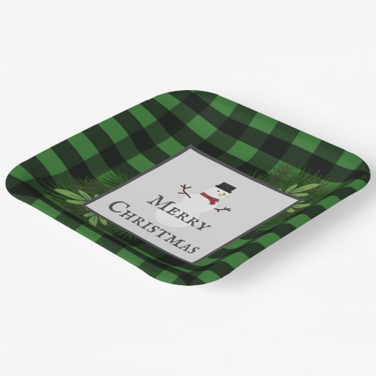 Snowman Green Buffalo Karierte Papierplatte Pappteller (Gewinkelt)