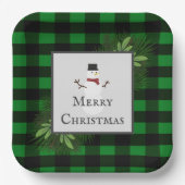 Snowman Green Buffalo Karierte Papierplatte Pappteller (Vorderseite)