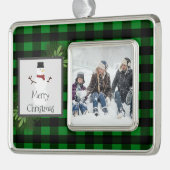 Snowman Green Buffalo Kariertes Gerahmtes Ornament Rahmen-Ornament Silber (Links)
