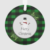 Snowman Green Buffalo Kariertes Ornament (Rückseite)