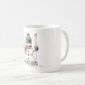 Snowman Green Hat Snow Skis  Kaffeetasse (VorderseiteRechts)