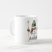 Snowman Green Hat Snow Skis  Kaffeetasse (Vorderseite Links)