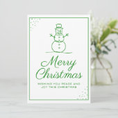 Snowman Greeting Christmas Card Karte (Stehend Vorderseite)