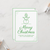 Snowman Greeting Christmas Card Karte (Vorderseite/Rückseite Beispiel)