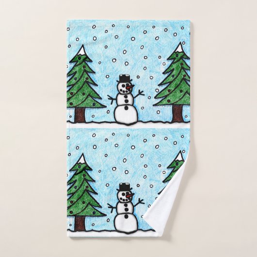 Snowman Greetings Badhandtuch Set (Handtuch)