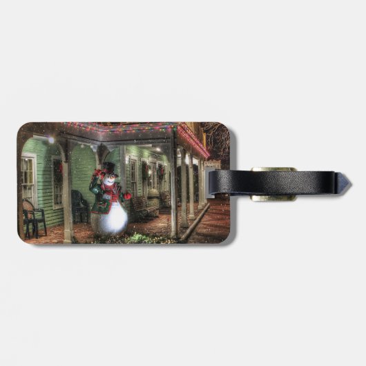 Snowman Greetings Gepäckanhänger (Rückseite horizontal)