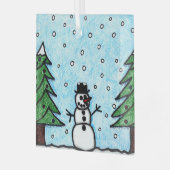 Snowman Greetings Ornament Aus Glas (Vorderseite links)