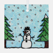 Snowman Greetings Ornament Aus Glas (Rückseite)