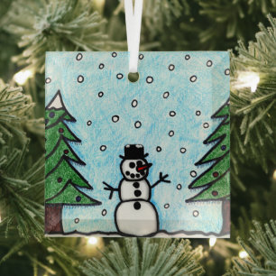 Snowman Greetings Ornament Aus Glas