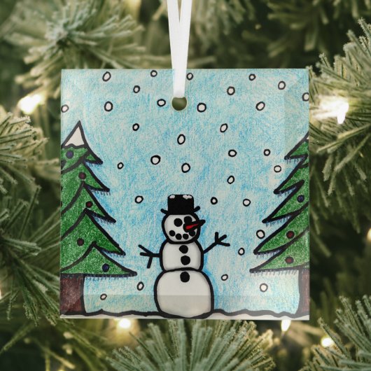 Snowman Greetings Ornament Aus Glas (Insitu)