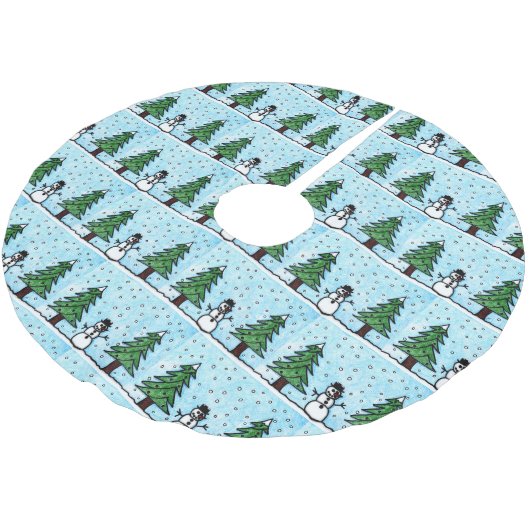 Snowman Greetings Polyester Weihnachtsbaumdecke (Schrägansicht)