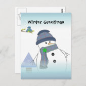 Snowman Greetings Postkarte (Vorne/Hinten)